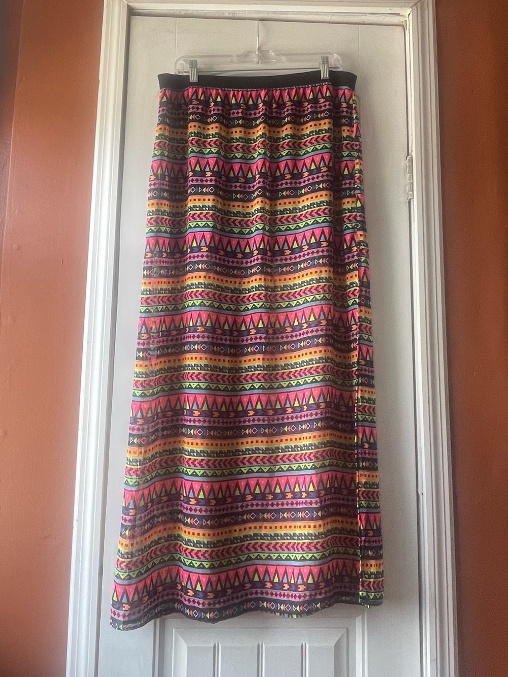 H&M Bright Tribal Print Maxi Skirt in Pink, Yellow, Green